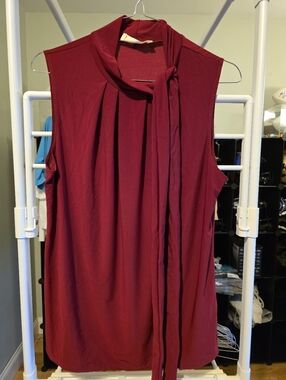 Womens Red Sleeveless Top Blouse